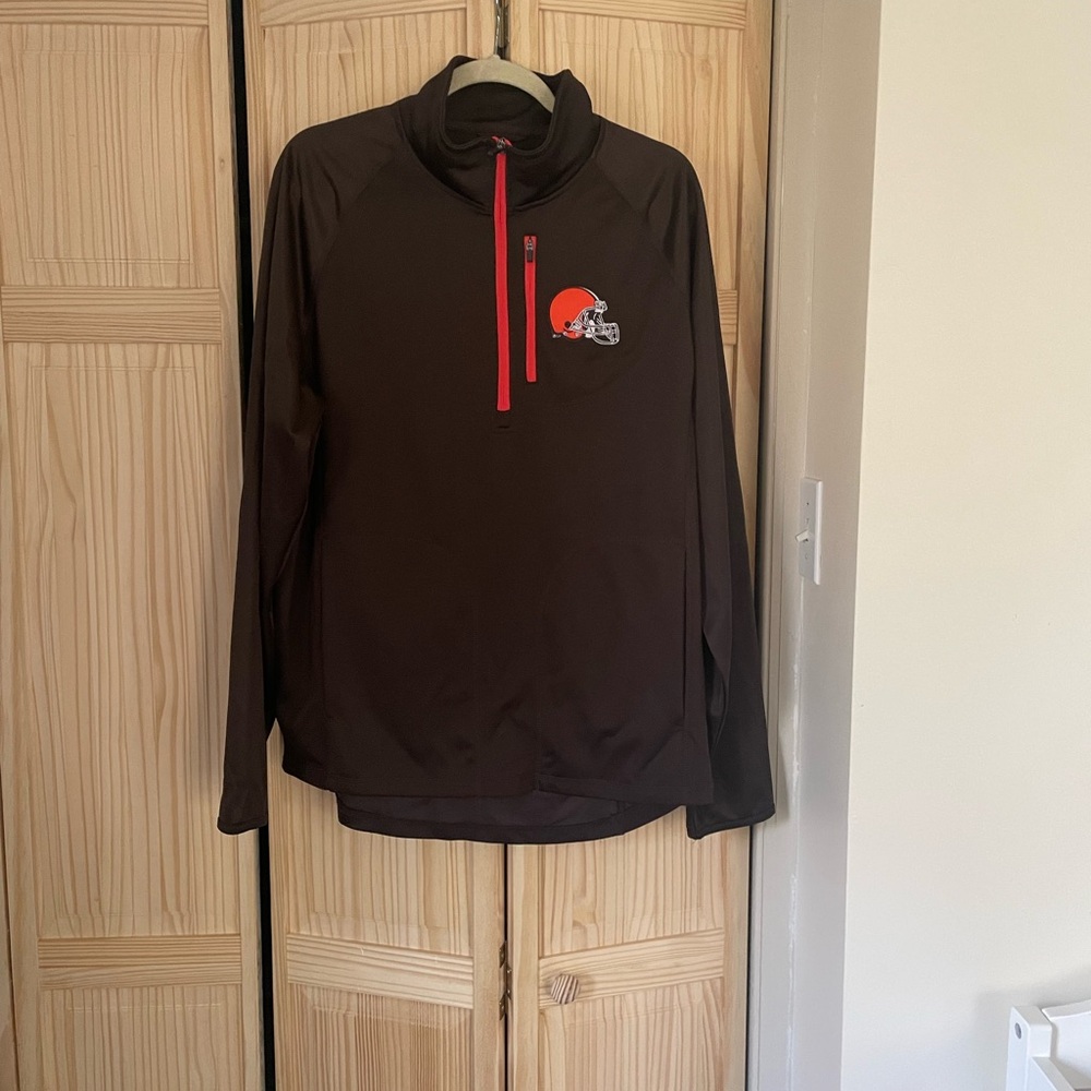 NFL Official Cleveland Browns 3/4 Zip Long Sleeve with Pockets NWOT